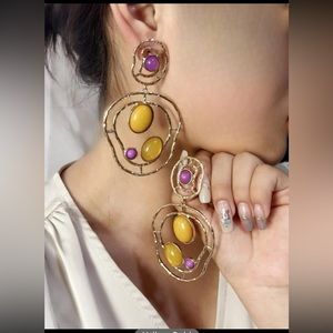 Fashionable Exaggerated Geometric Hollow Out Earrings